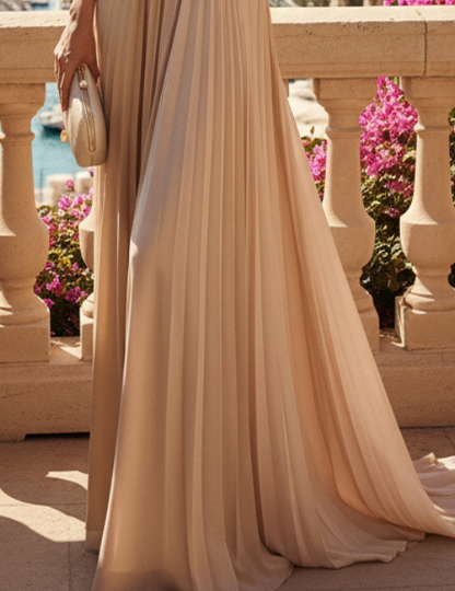 Pleated Silk Maxi